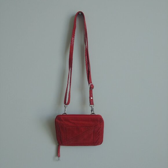 Latico genuine leather snakeskin look dark burnt orange small bag purse - Picture 2 of 16